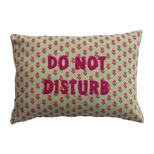 Do Not Disturb Lumbar Pillow with Floral Pattern