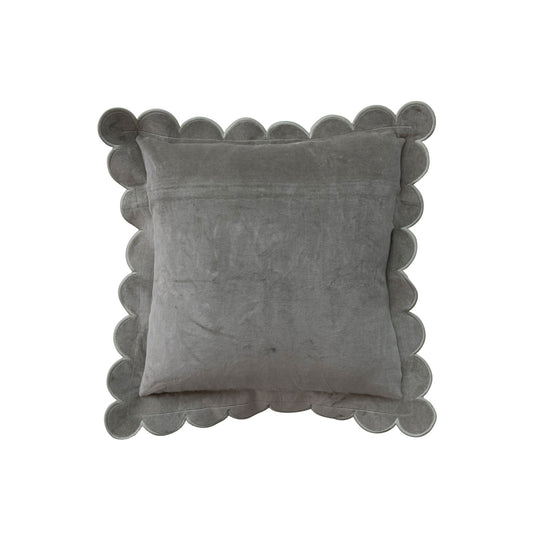 Green Velvet Pillow w/ Scallops