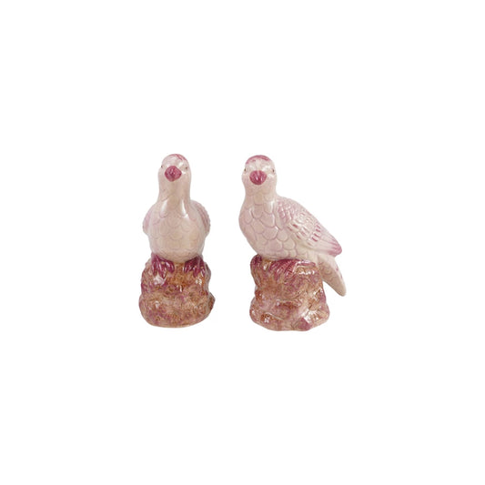Pink Hand Painted Stoneware Bird