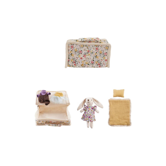 Suitcase Bed with Plush Bunny & Outfits