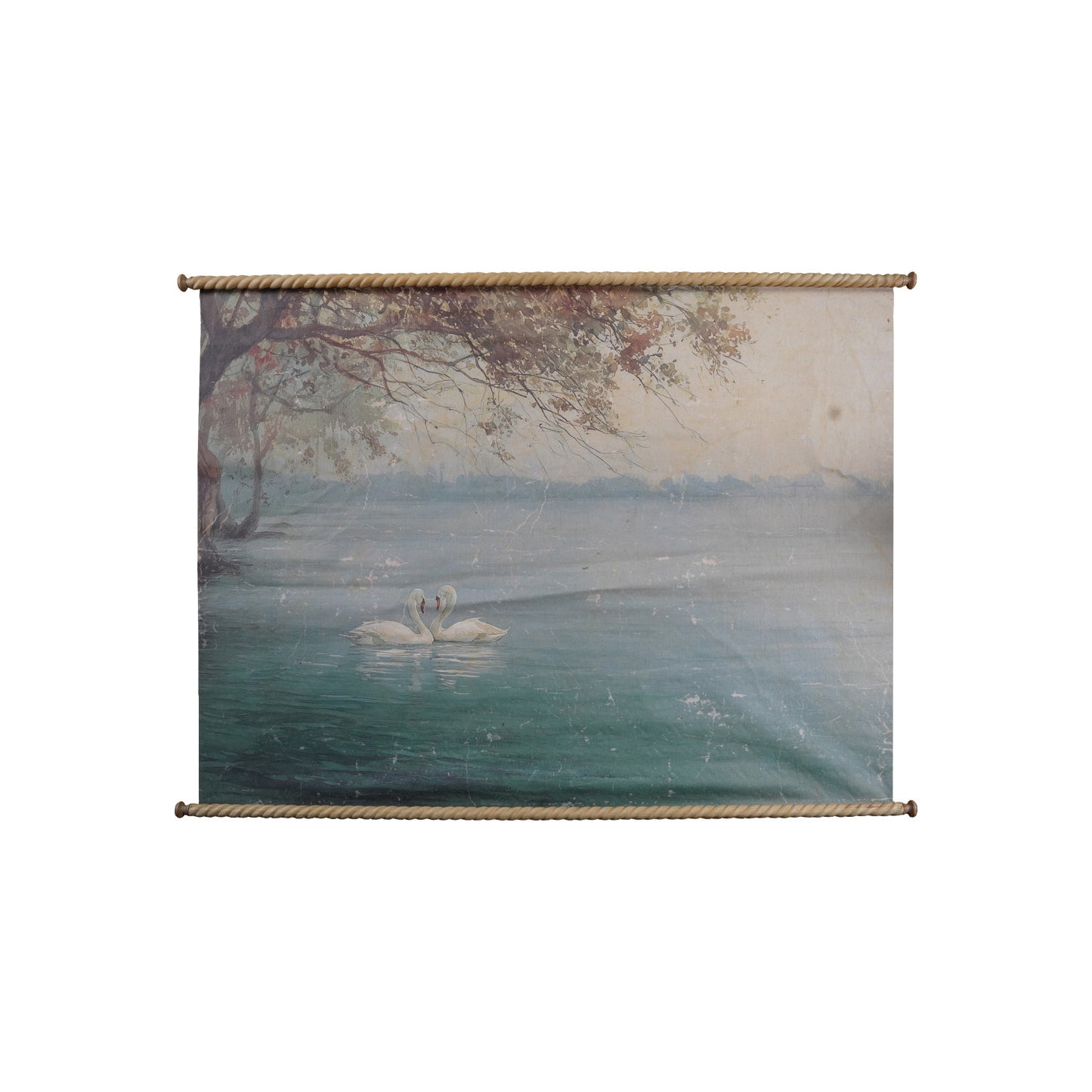 Canvas Scroll Wall Decor with Swans