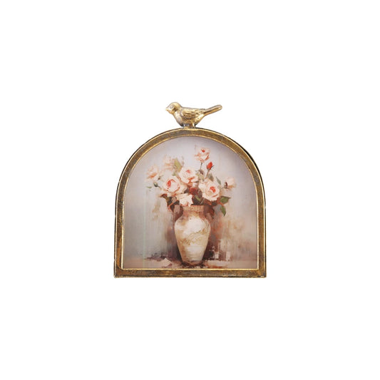 Gold Arched Photo Frame with Bird Finial