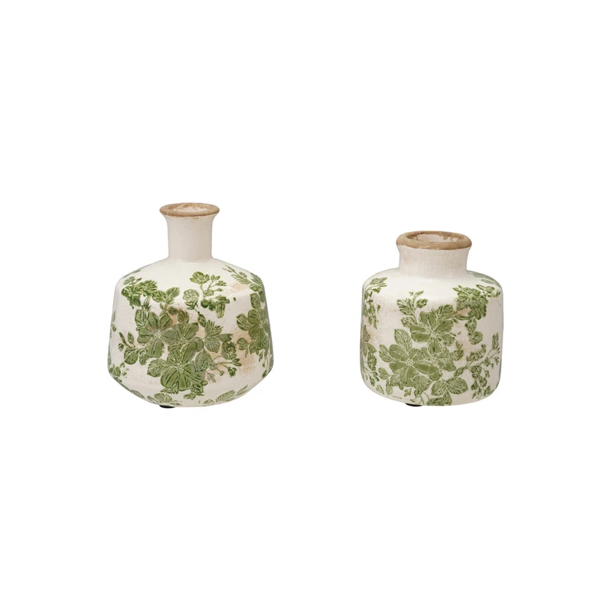 Stoneware Vase With Botanicals