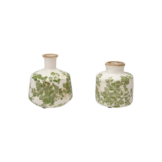 Stoneware Vase With Botanicals