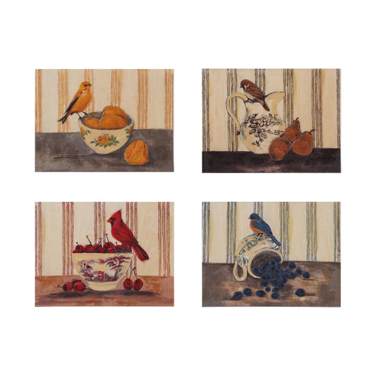 Hand-Painted Wood Wall Decor With Bird