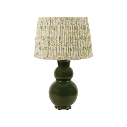 Stoneware Table Lamp with Pleated Fabric Shade