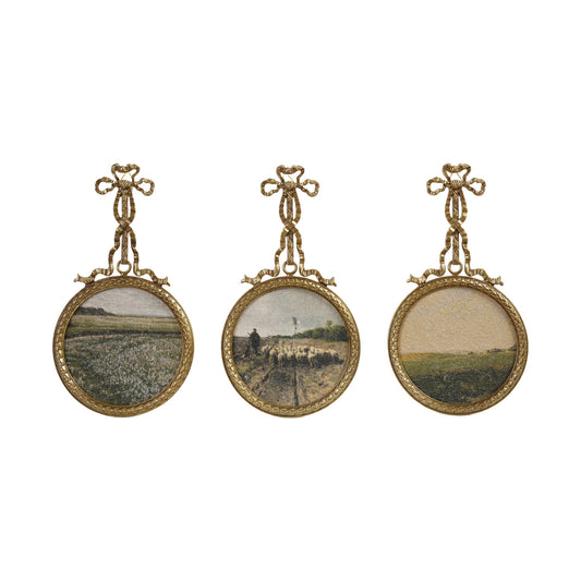 Pewter Landscape Hanging Wall Decor with Bow