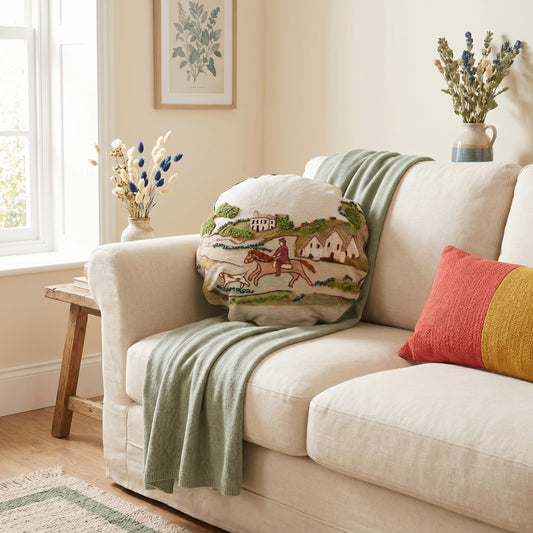 Countryside Scene Linen Pillow