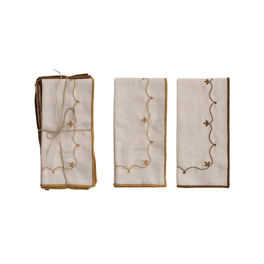 Cotton Napkins with Floral Embroidery