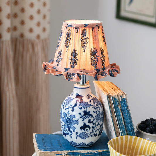 Stoneware Table Lamp with Floral Pattern