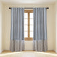 Cotton & Linen Striped Curtain Panel Pair with Ruffle