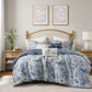 Dark Blue Vintage Floral Comforter Set