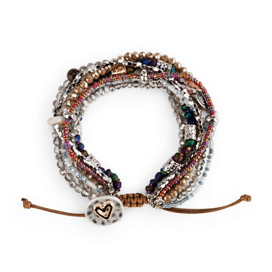 Beaded Love Bracelet Gray