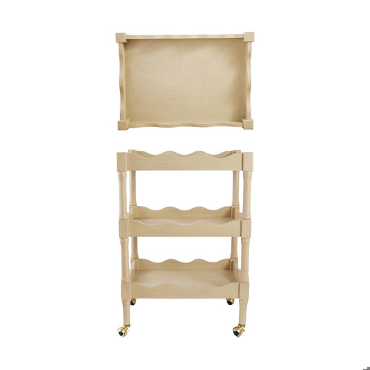 Scalloped Wood 3-Tier Cart