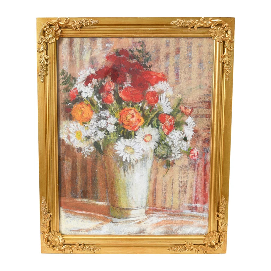 Floral Print With Solid Wood Frame