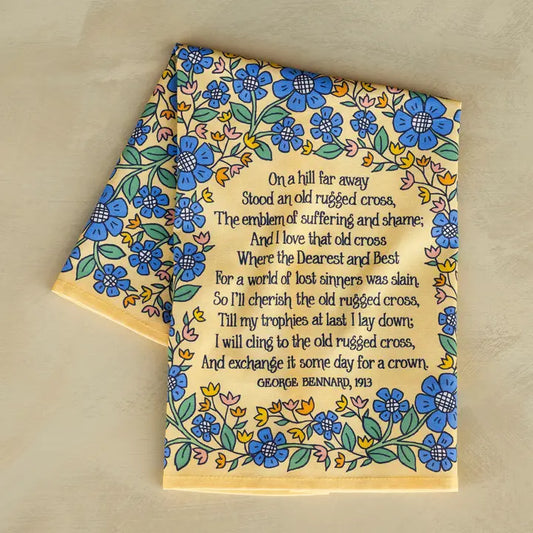 The Old Rugged Cross Hymn Tea Towel