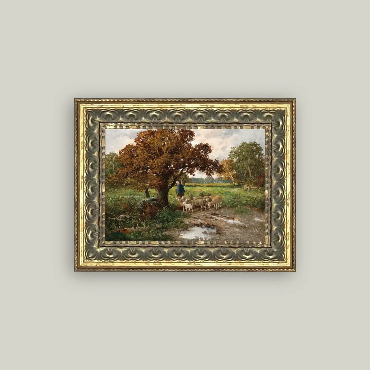 Shepherd with Flock Framed Art