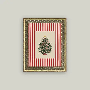 Peppermint Stripe Tree Framed Antique Art