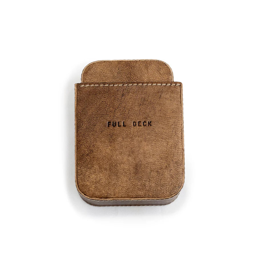 Full Deck Leather Playing Card Case - Maple