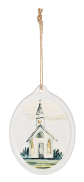 Watercolor Church Ornament