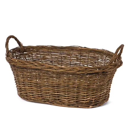 Oval Rustic Willow Mini Wash Dark Brown Basket w/ Handles