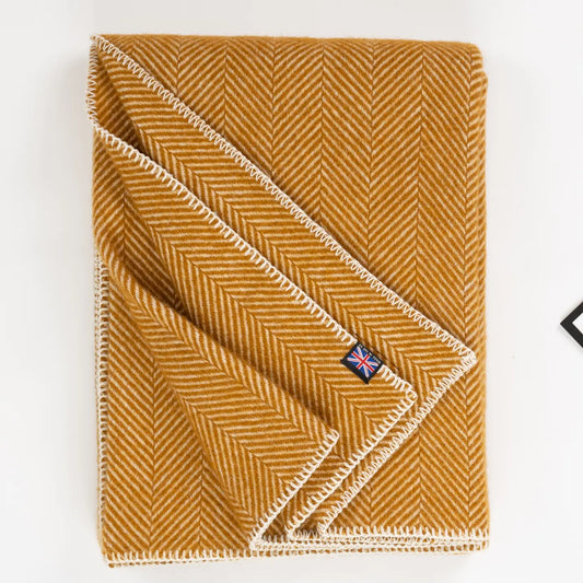 Highland Tweeds Wool Big Throw ~ Whiskey Herringbone