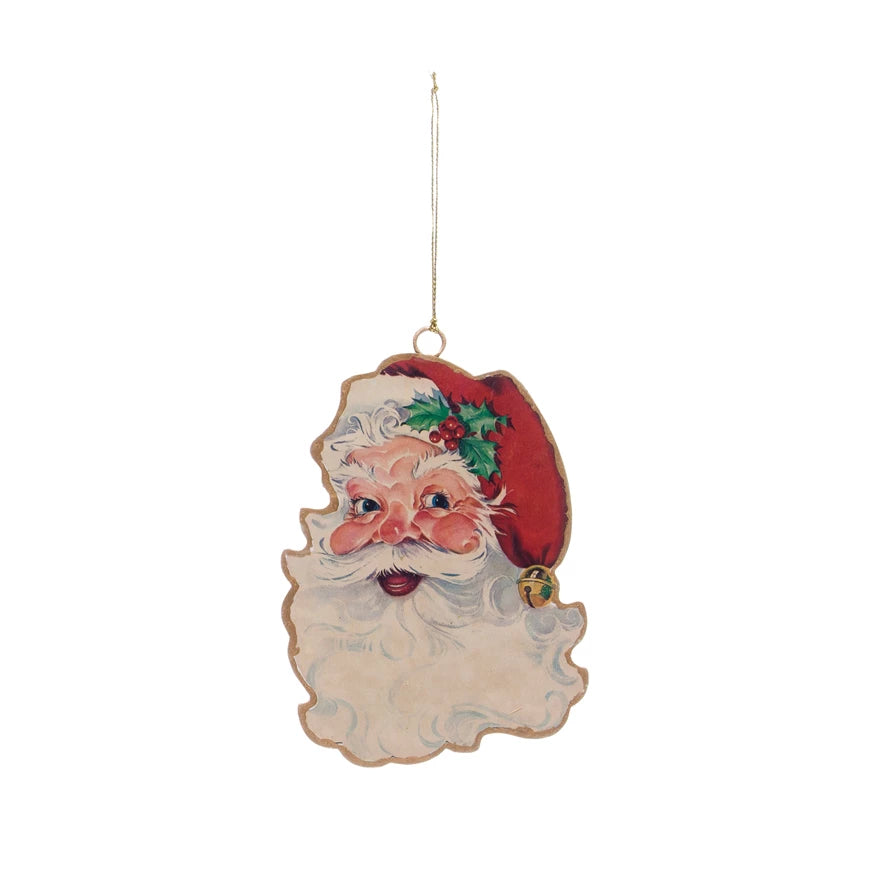 Vintage Metal Santa Ornament