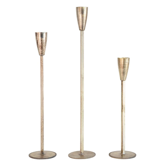 Metal Taper Candle Holders With Antique Finish
