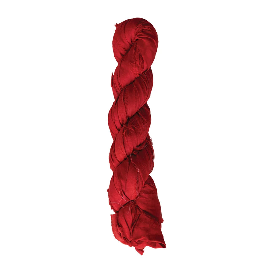 Recycled Torn Red Silk Ribbon