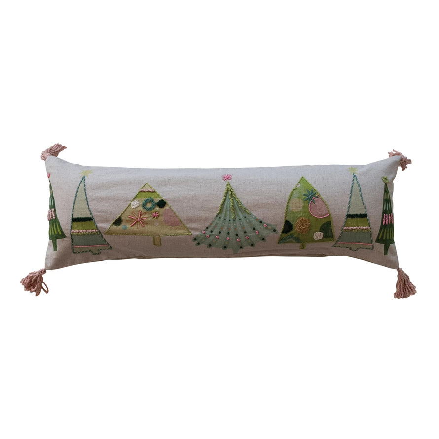 Lumbar Pillow With Embroidery Tassels