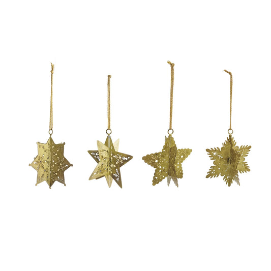 Metal 3D Snowflake Ornament With Gold Finish