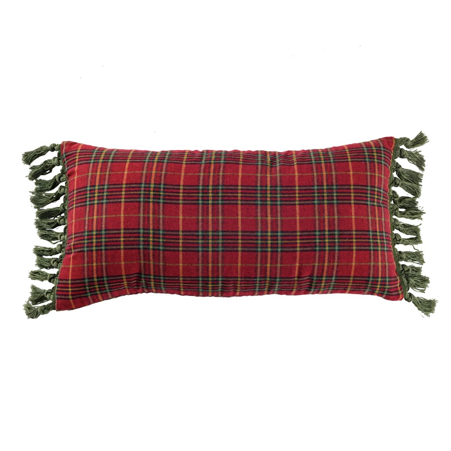 Plaid Pillow w/ Tassels
