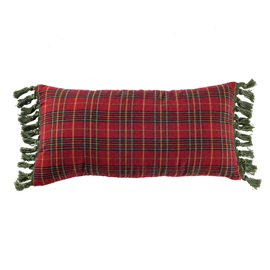 Plaid Pillow w/ Tassels