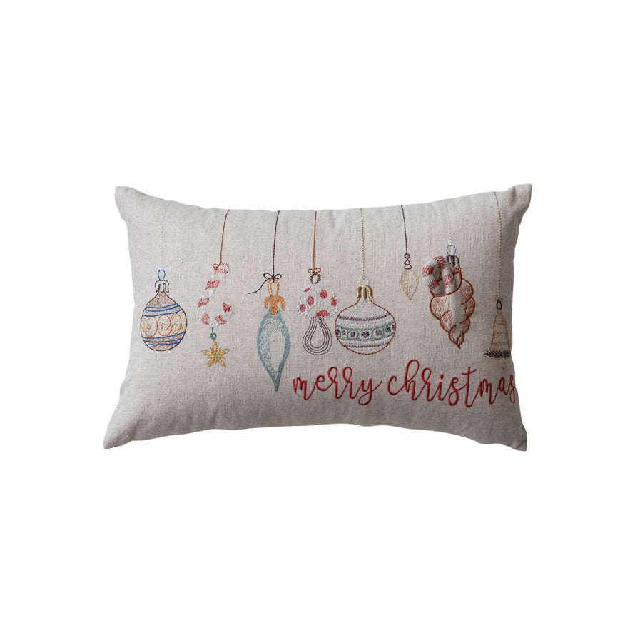 Ornament Lumbar Pillow w/ Removable Candy Cane Ornament