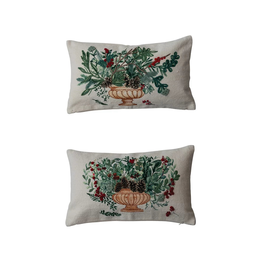 Flowers & Pom Poms Lumbar Pillow