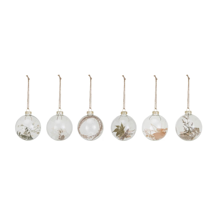 Round Glass Ornament w/ Dried Botanicals