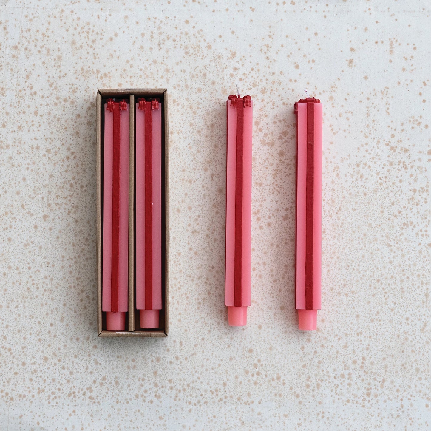 Unscented Pink & Red Taper Candles