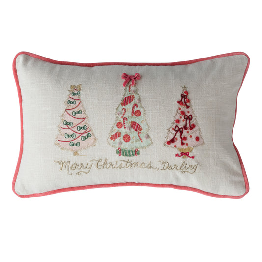 "Merry Christmas Darling" Lumbar Pillow With Trees