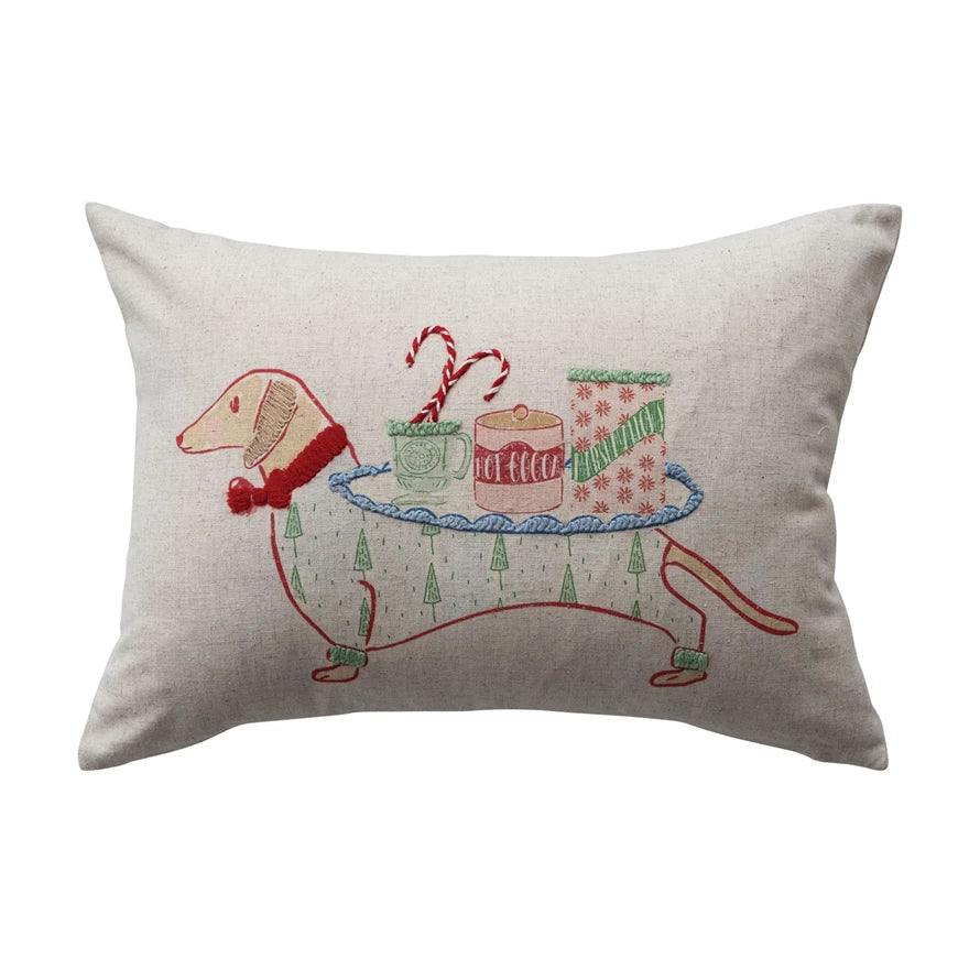 Dachshund Christmas Pillow