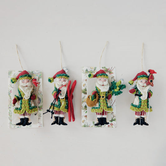 Handmade Felt Santa Ornament With Beads