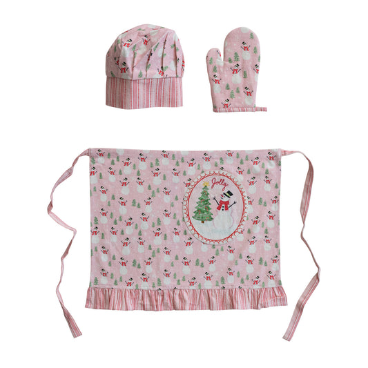 "Jolly" Child Apron, Chef Hat & Oven Mitt Set
