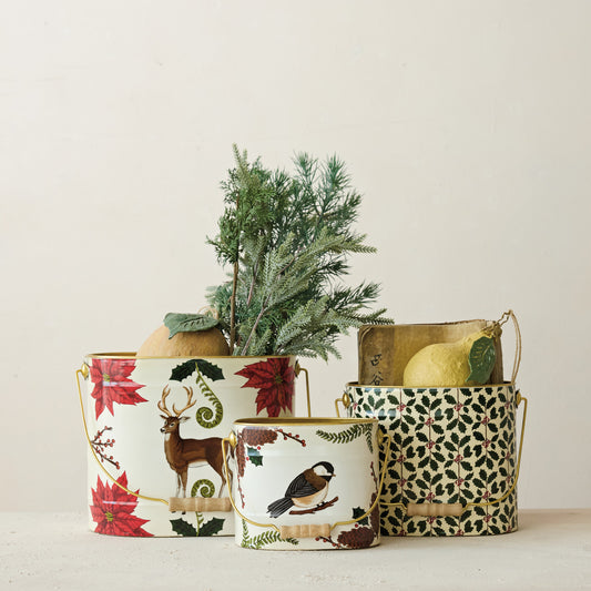 Seasonal Metal Bucket With Handle