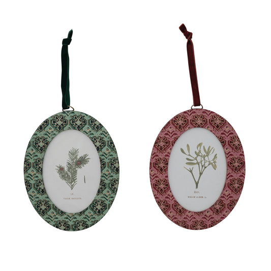 Oval Photo Frame Ornament With Velvet Ribbon