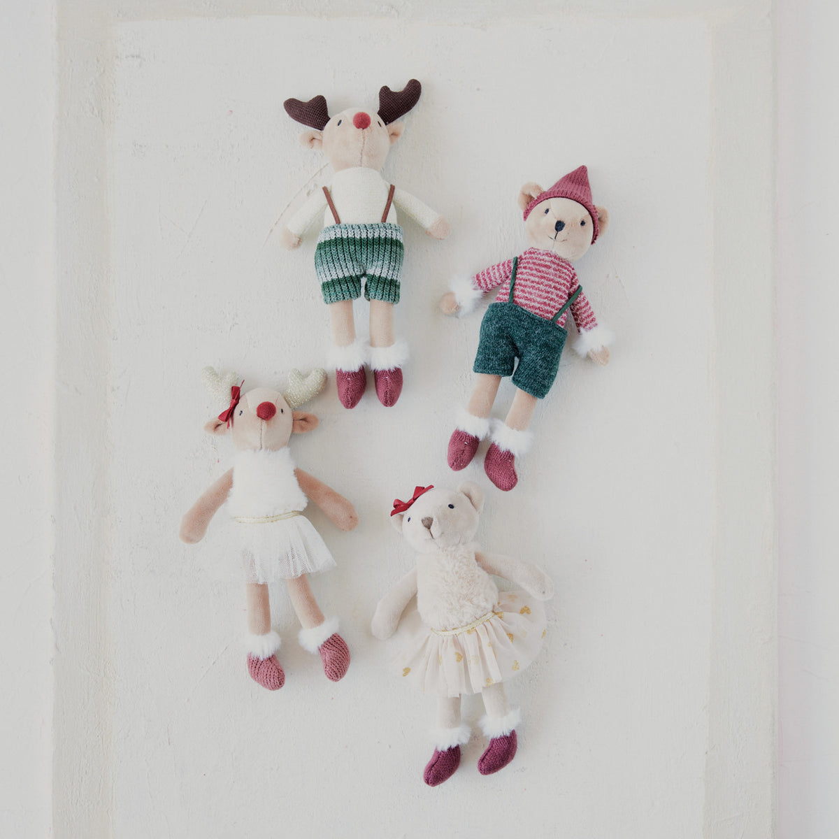 Plush Reindeer & Bear In Clothes