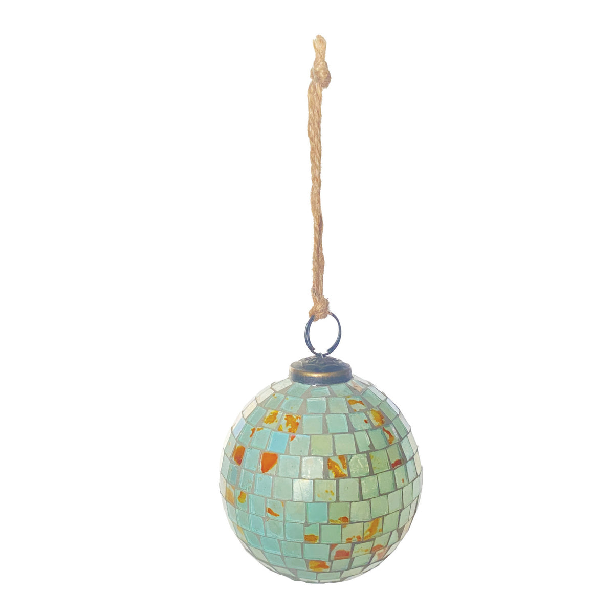 Glass Marbled Mosaic Ball Ornament