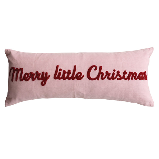 "Merry Little Christmas" Tufted Lumbar Pillow