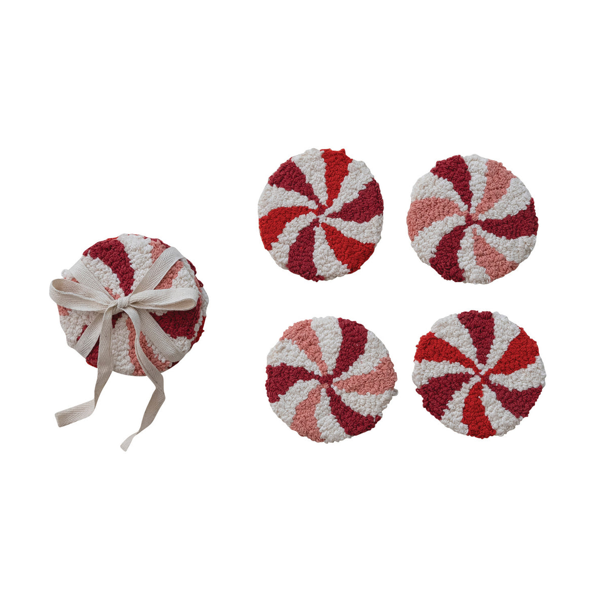 Candy Striped Tufted Coasters