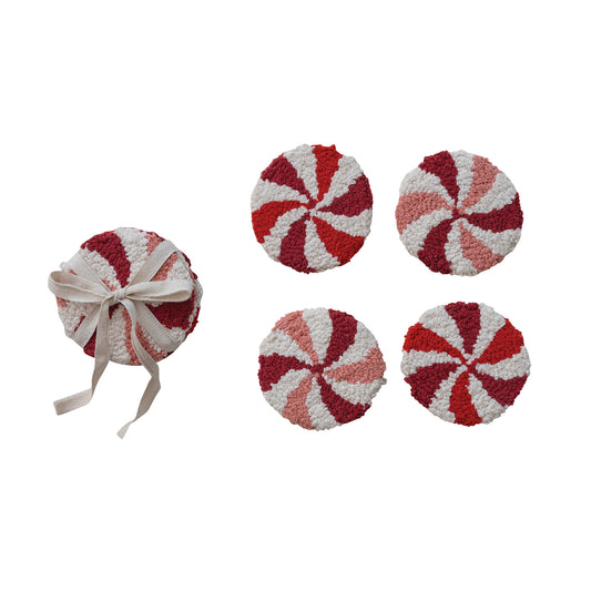 Candy Striped Tufted Coasters