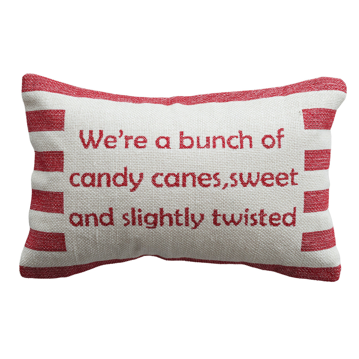 "We're A Bunch Of Candy Canes" Striped Lumbar Pillow