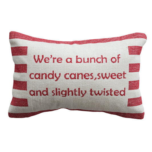 "We're A Bunch Of Candy Canes" Striped Lumbar Pillow